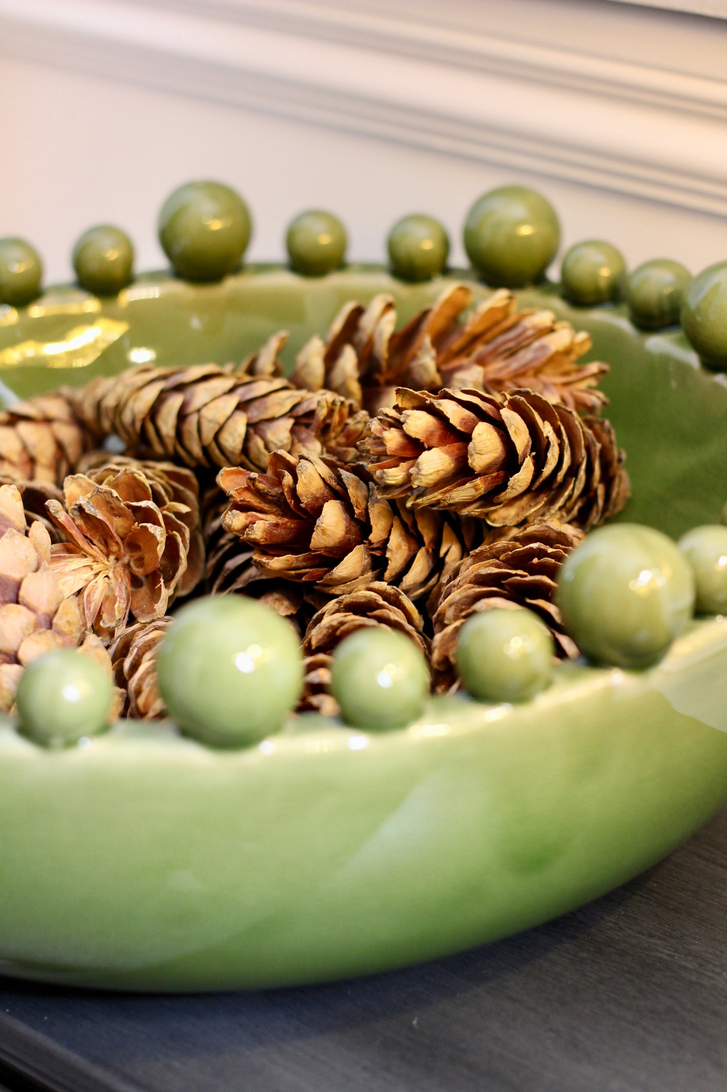 Green Bowl With Bobbled Edge