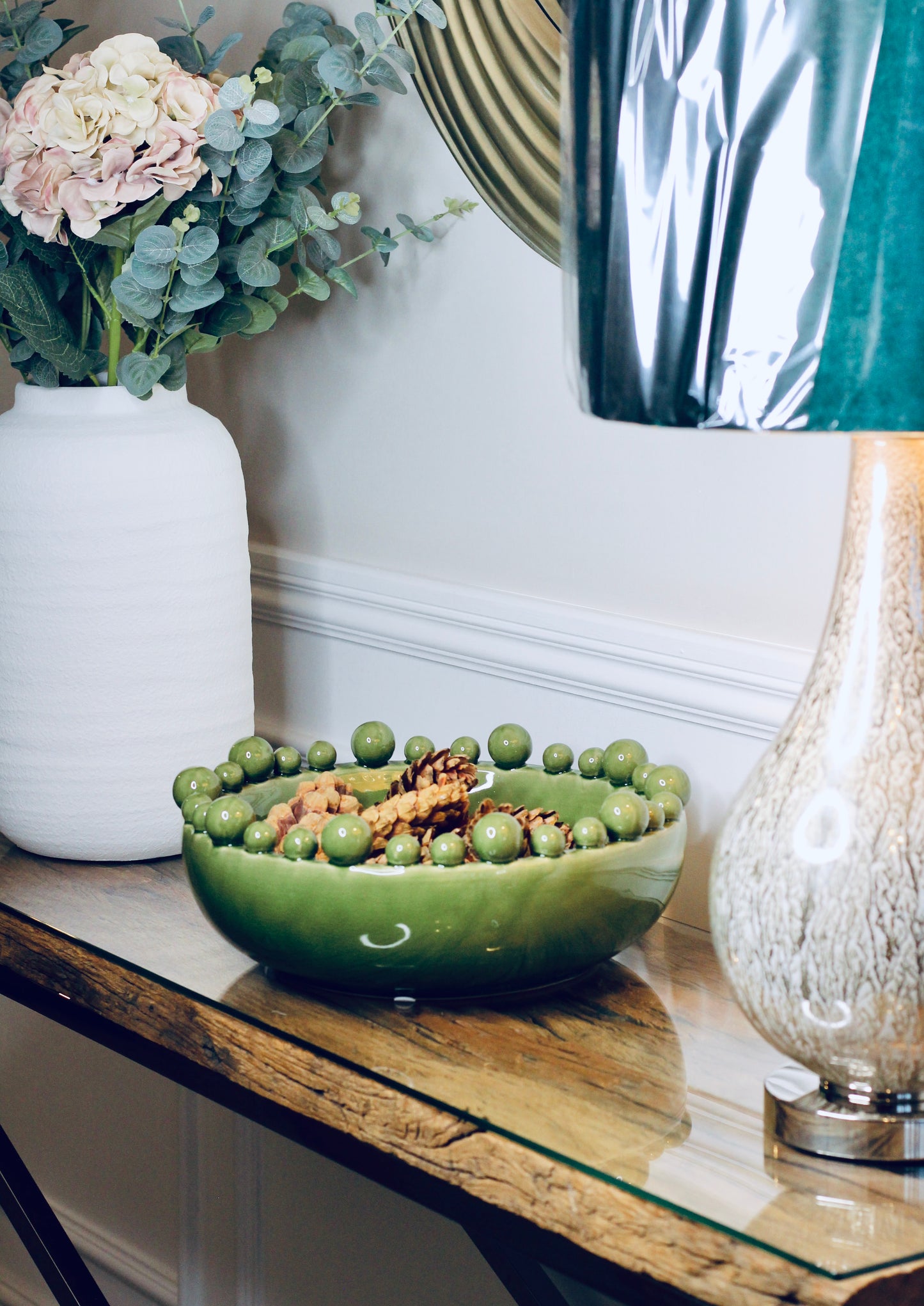 Green Bowl With Bobbled Edge