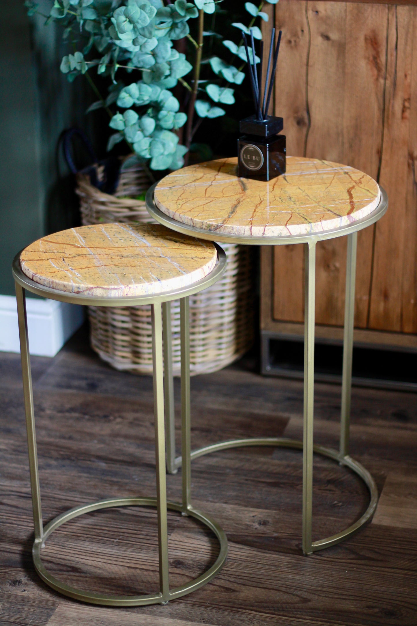 Ochre Rajasthani Marble Nest of Side Tables