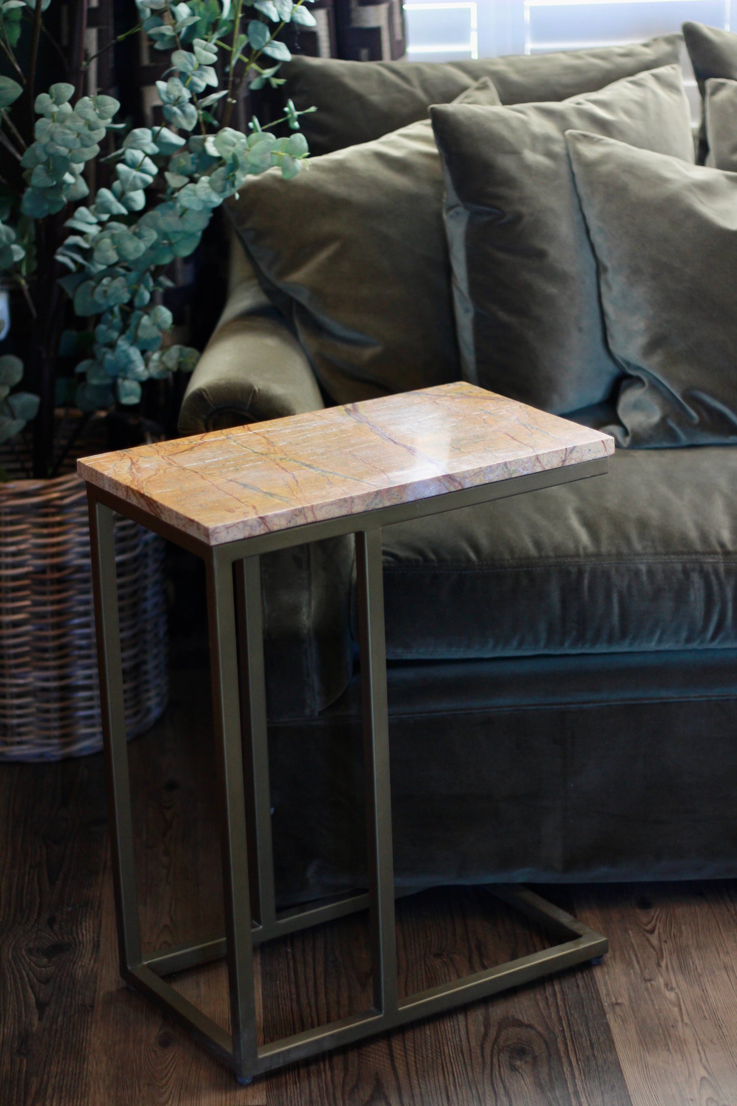 Ochre Rajasthani Marble Sofa Side Table
