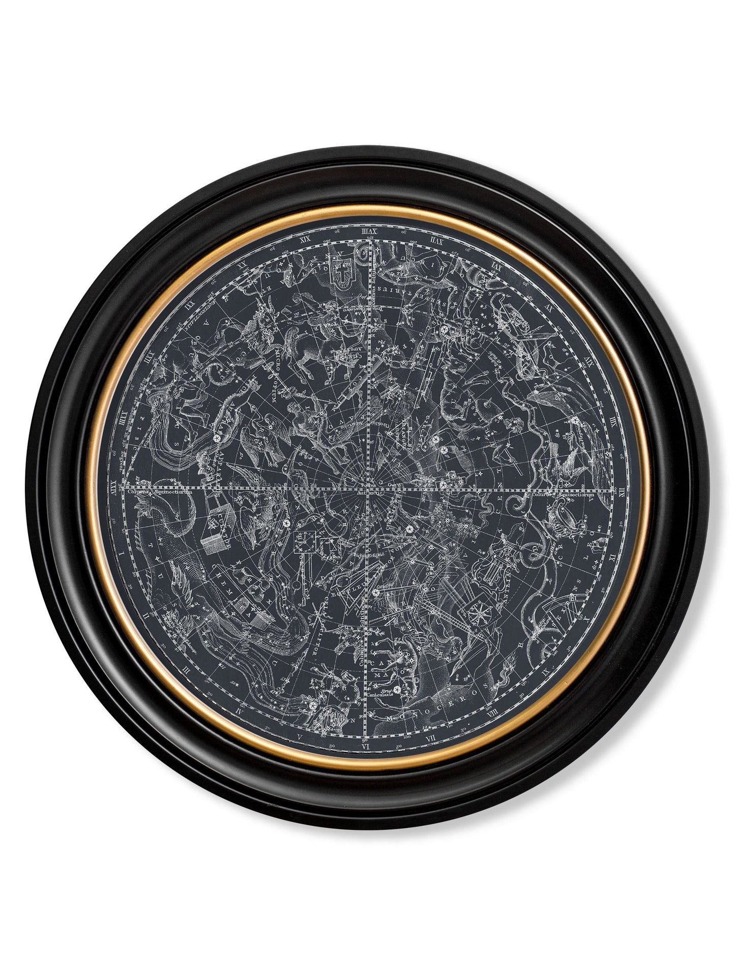 c.1800 Map of Constellations – Round Frame styled view – Leya Buster Interiors