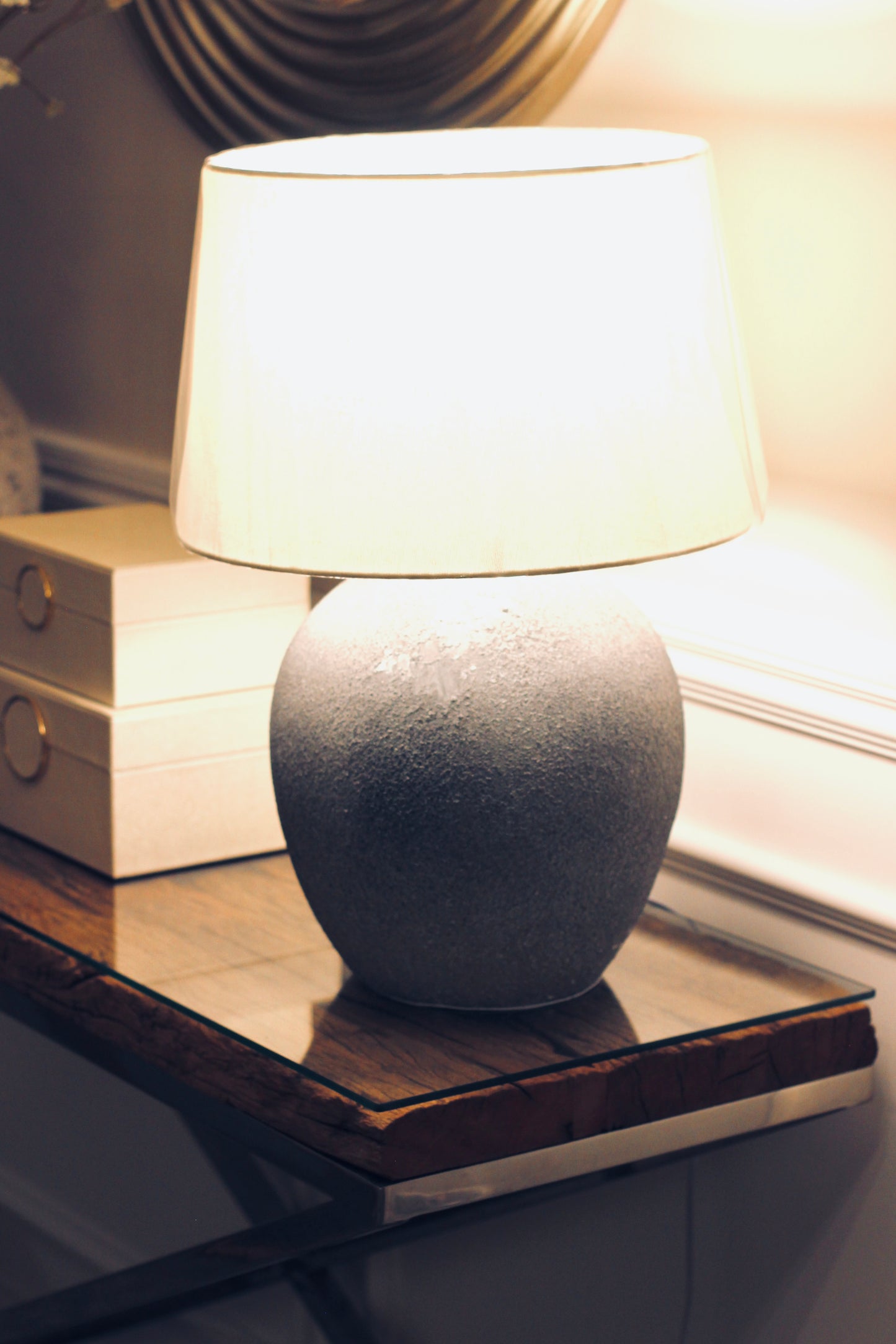 Grey Stone Finished Lamp