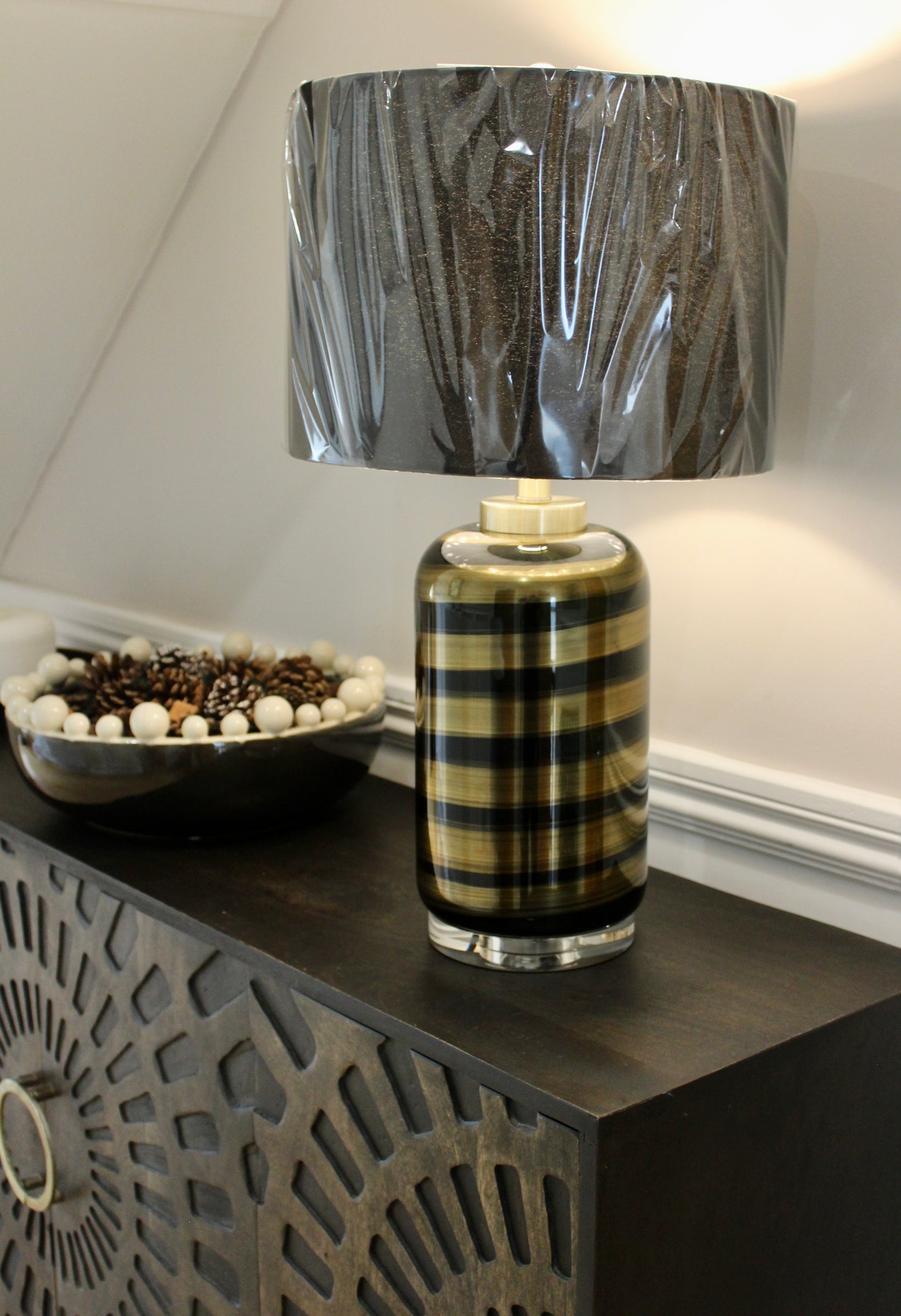 Black & Gold Swirl Style Table Lamp