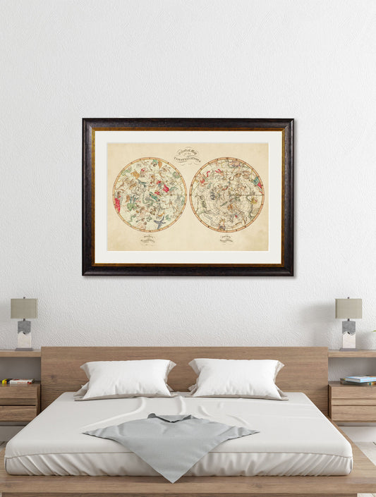 c.1820 Map of the Constellations – framed wall art at Leya Buster Interiors