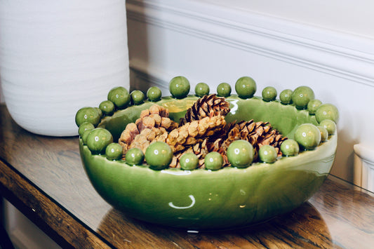 Green Bowl With Bobbled Edge