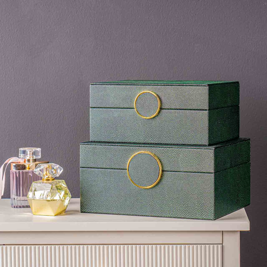 Green & Gold Jewellery Box Set