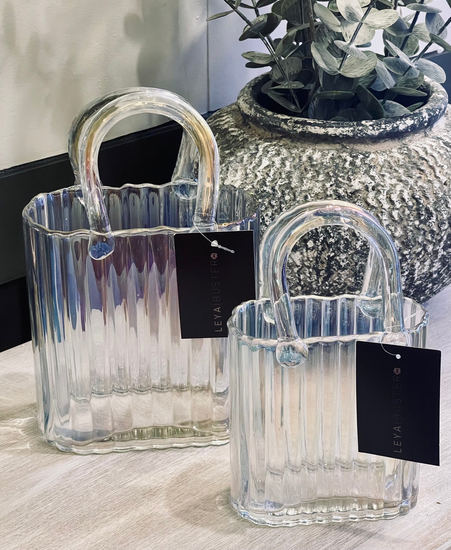 Glass Handbag Vase - Iridescent