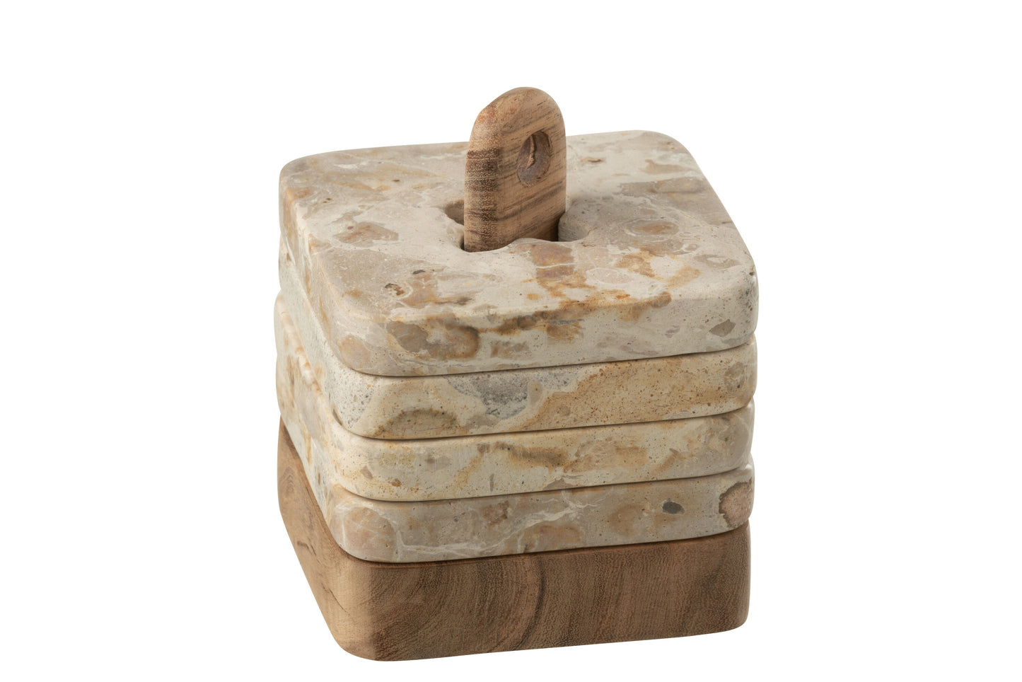 Marble Coasters On Wooden Stand Set Of 4