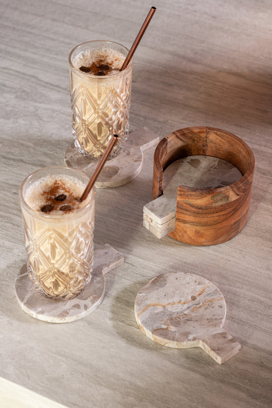 Round Marble Coasters Set Of 6