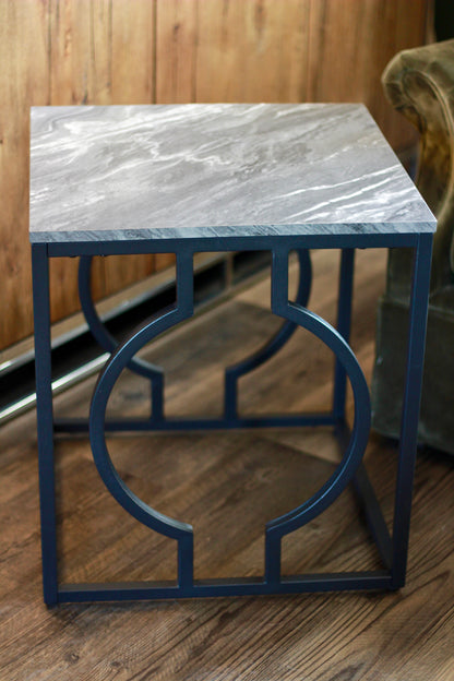 Black & Grey Marble Style Table styled view – Leya Buster Interiors