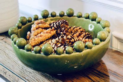 Green Bowl With Bobbled Edge styled view – Leya Buster Interiors