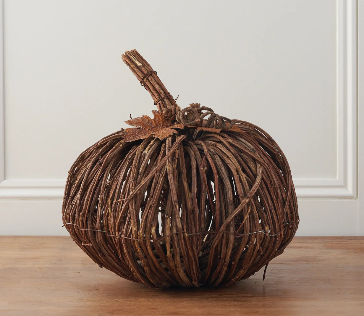 Large Brown Wooden Pumpkin