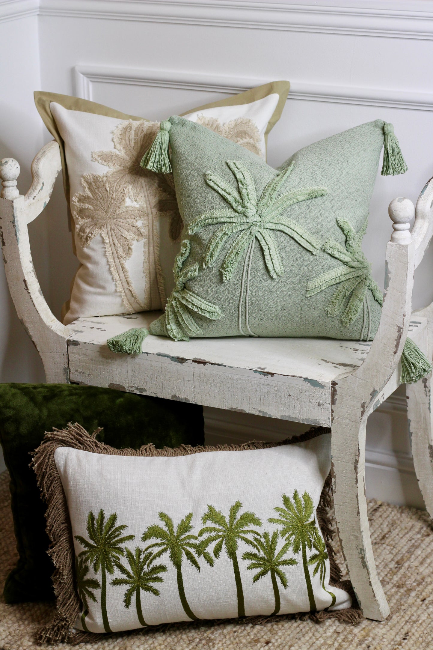 Moss Green Palm Tree Cushion