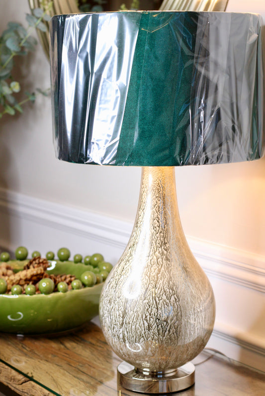 Pearly White Table Lamp Green Shade