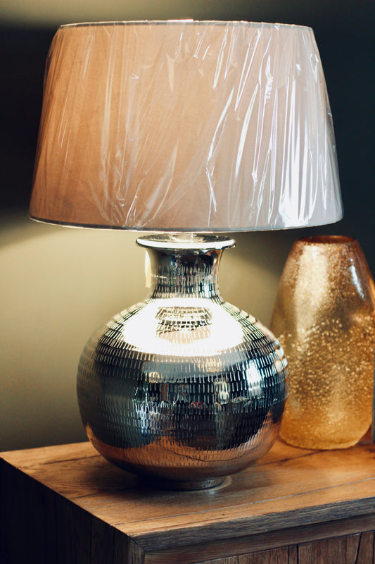 Nickel Plated Hammered Table Lamp – table lamp at Leya Buster Interiors
