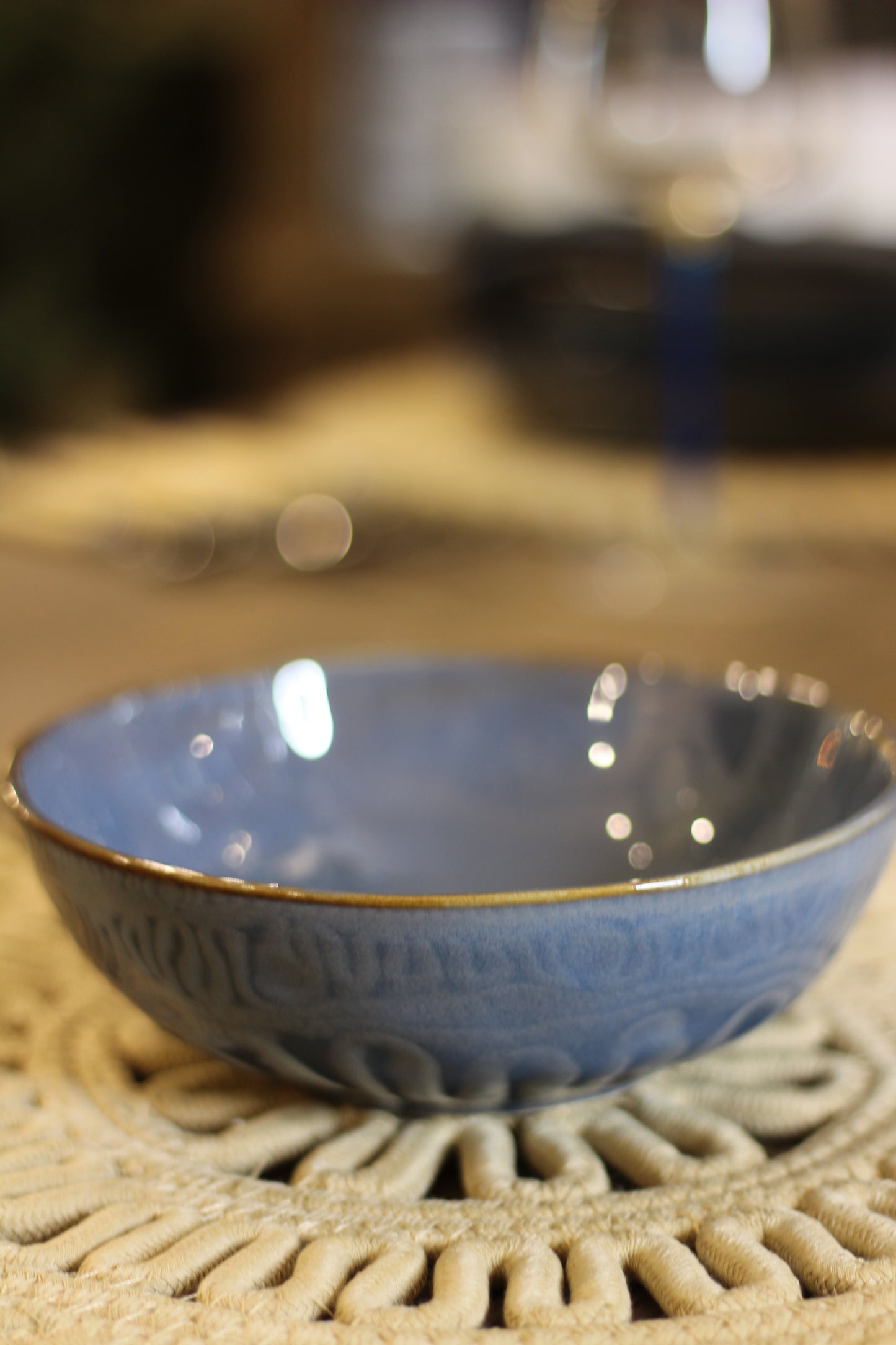 Blue Stoneware Bowl Set Of 4