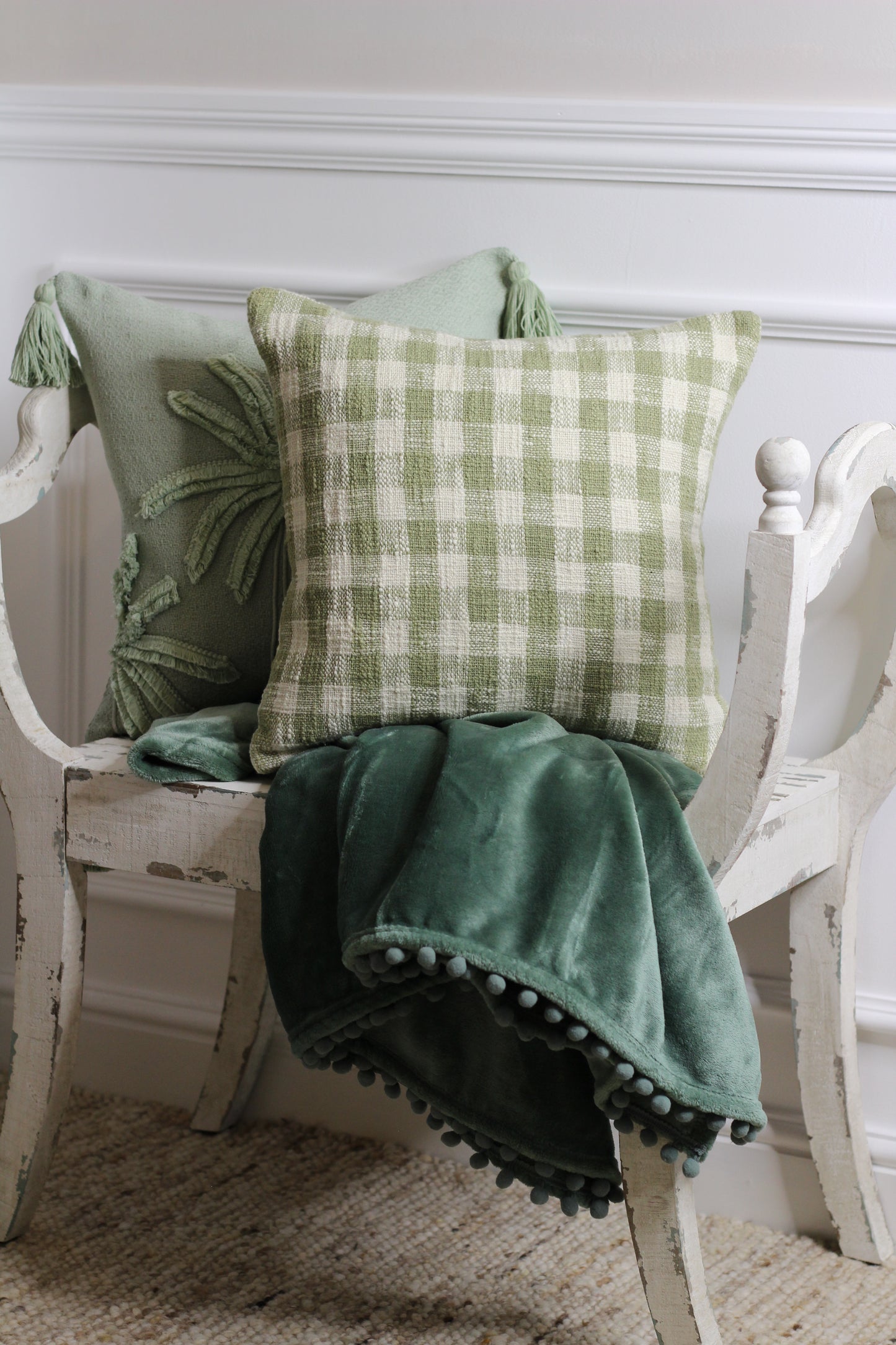 Moss Green Cashmere Touch Throw