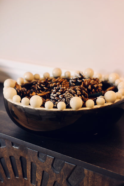 Cream & Black Bowl With Bobble Edge detail – Leya Buster Interiors