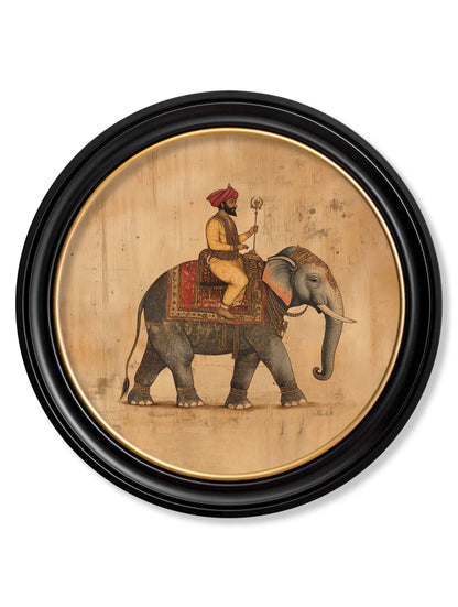 Mughal Emperor on Elephant RF – Oxford round frame detail – Leya Buster Interiors