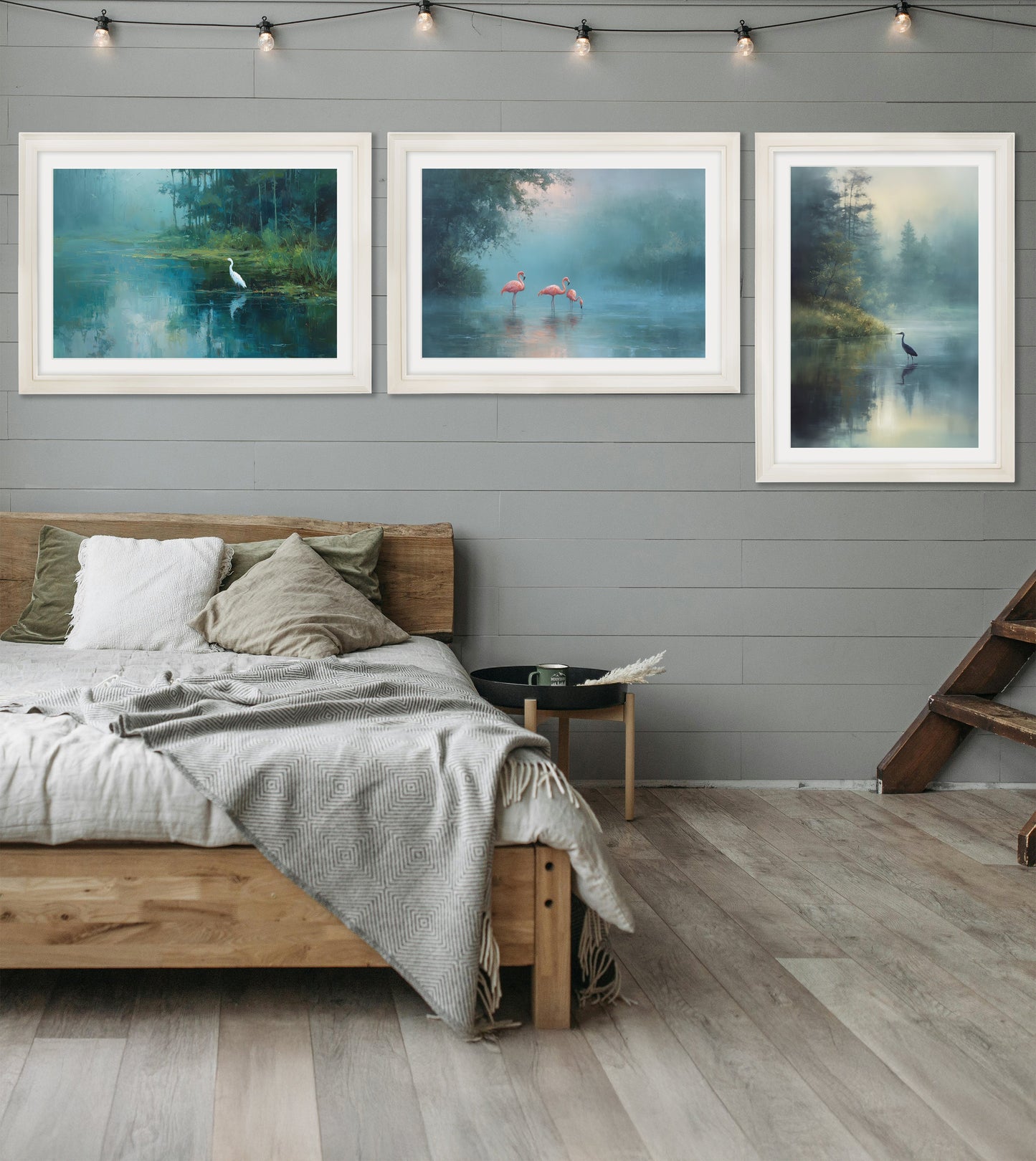 Misty Lake Great Egret - Cream Hurstwood Frame