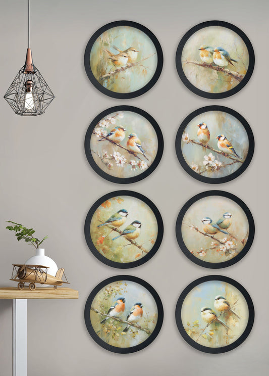 Garden Birds - 30cm Black Round Box Frame