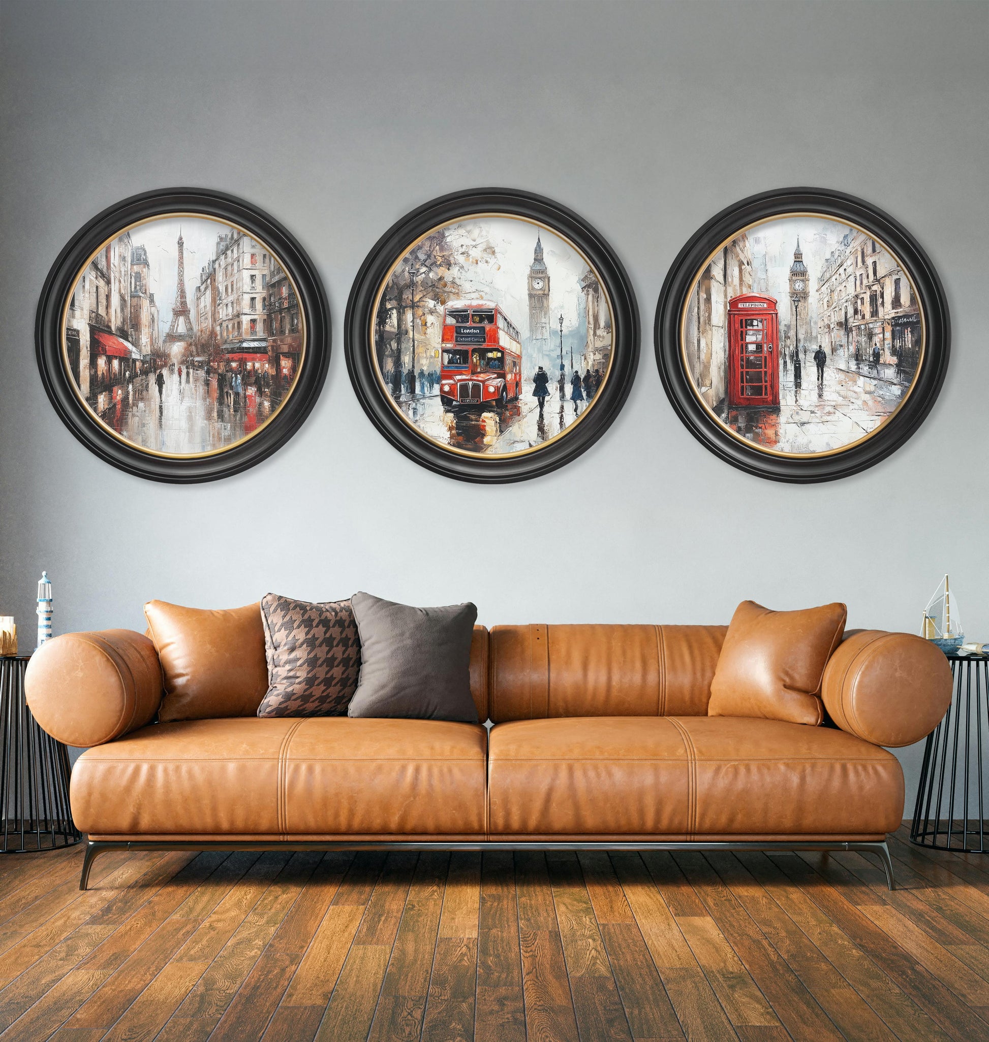London Telephone Box – Oxford Round Frame styled view – Leya Buster Interiors