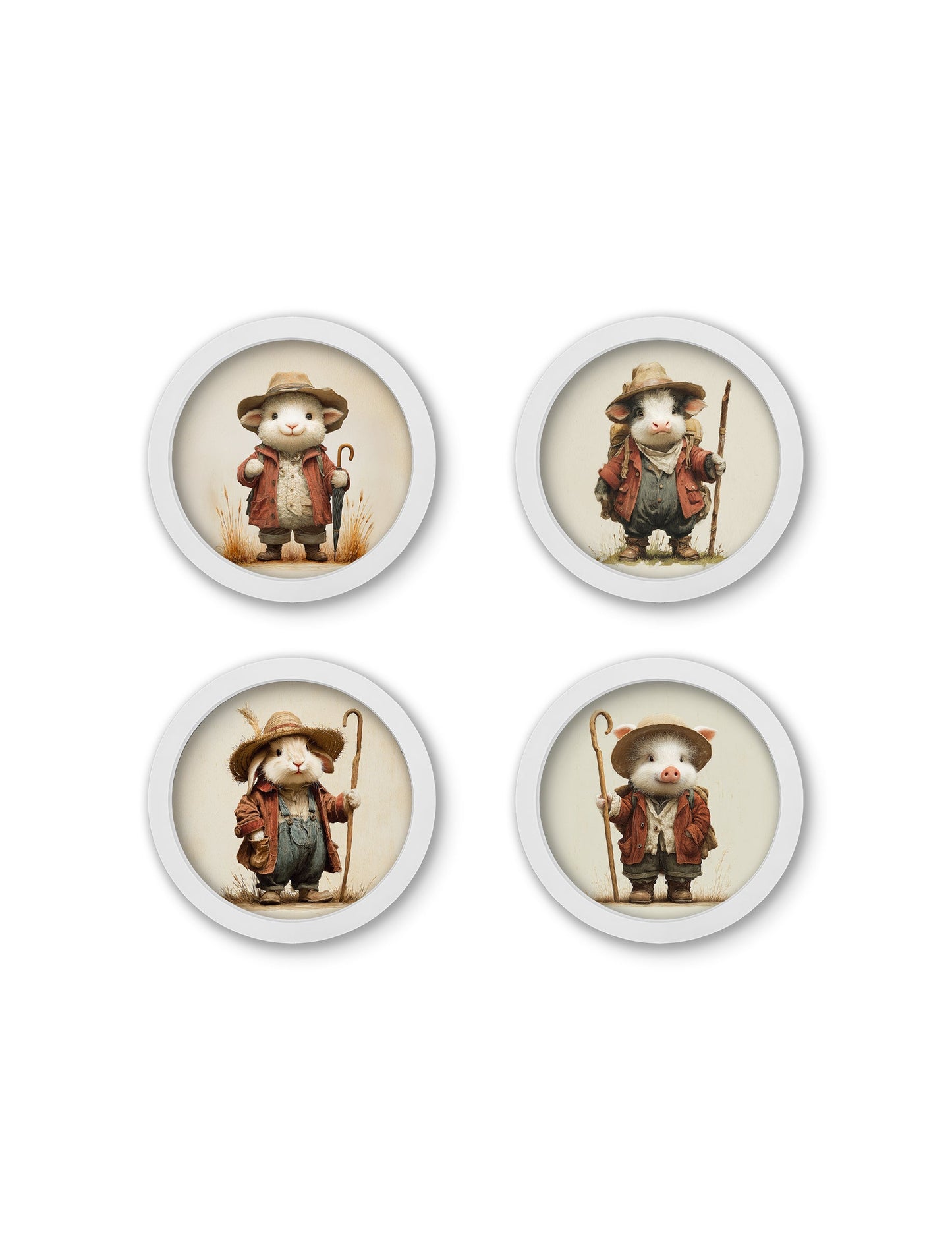 The Little Farmers - 30cm White Round Box Frame