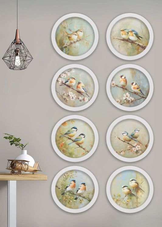 Garden Birds - 30cm White Round Box Frame