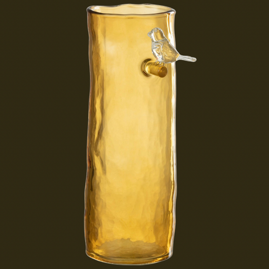 Glass Amber Bird Vase