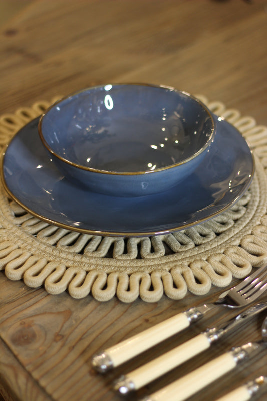 Blue Stoneware Bowl Set Of 4