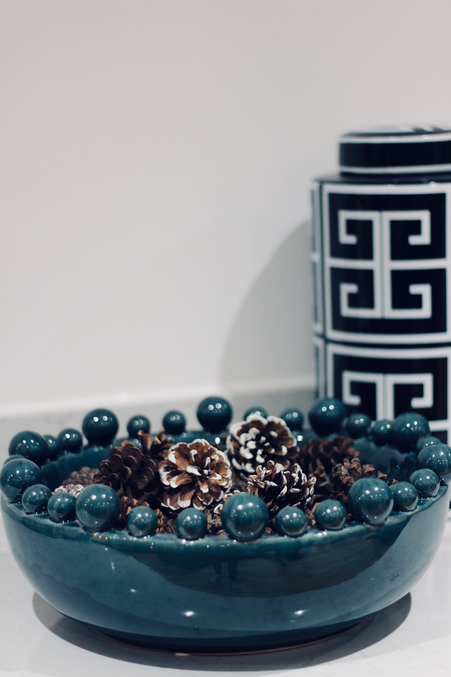 Teal Bowl With Bobbled Edge