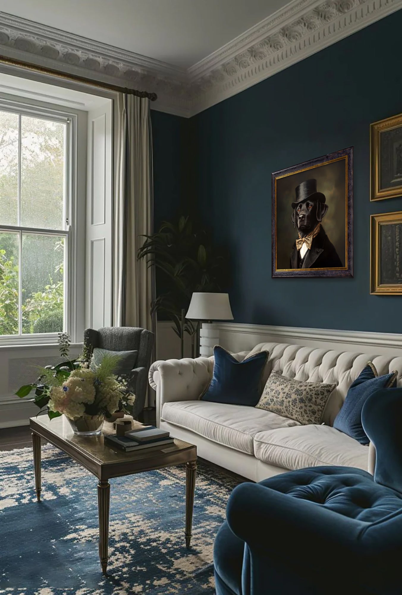 Lord Wagsalot - Gentleman Black Labrador Oxford Square Frame