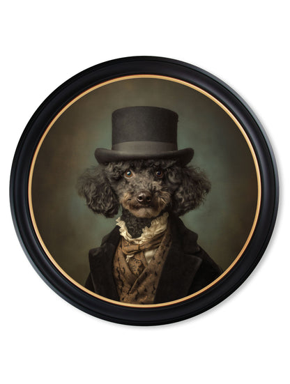 Sir Poodleton – Gentleman Poodle Oxford Round Frame styled view – Leya Buster Interiors
