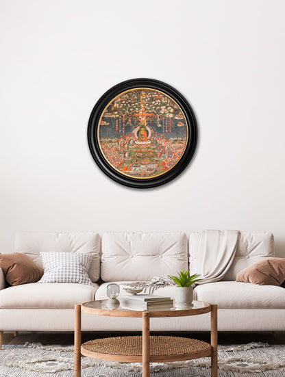 c.1700 Buddha of the Western Pure Land – Round – framed wall art at Leya Buster Interiors