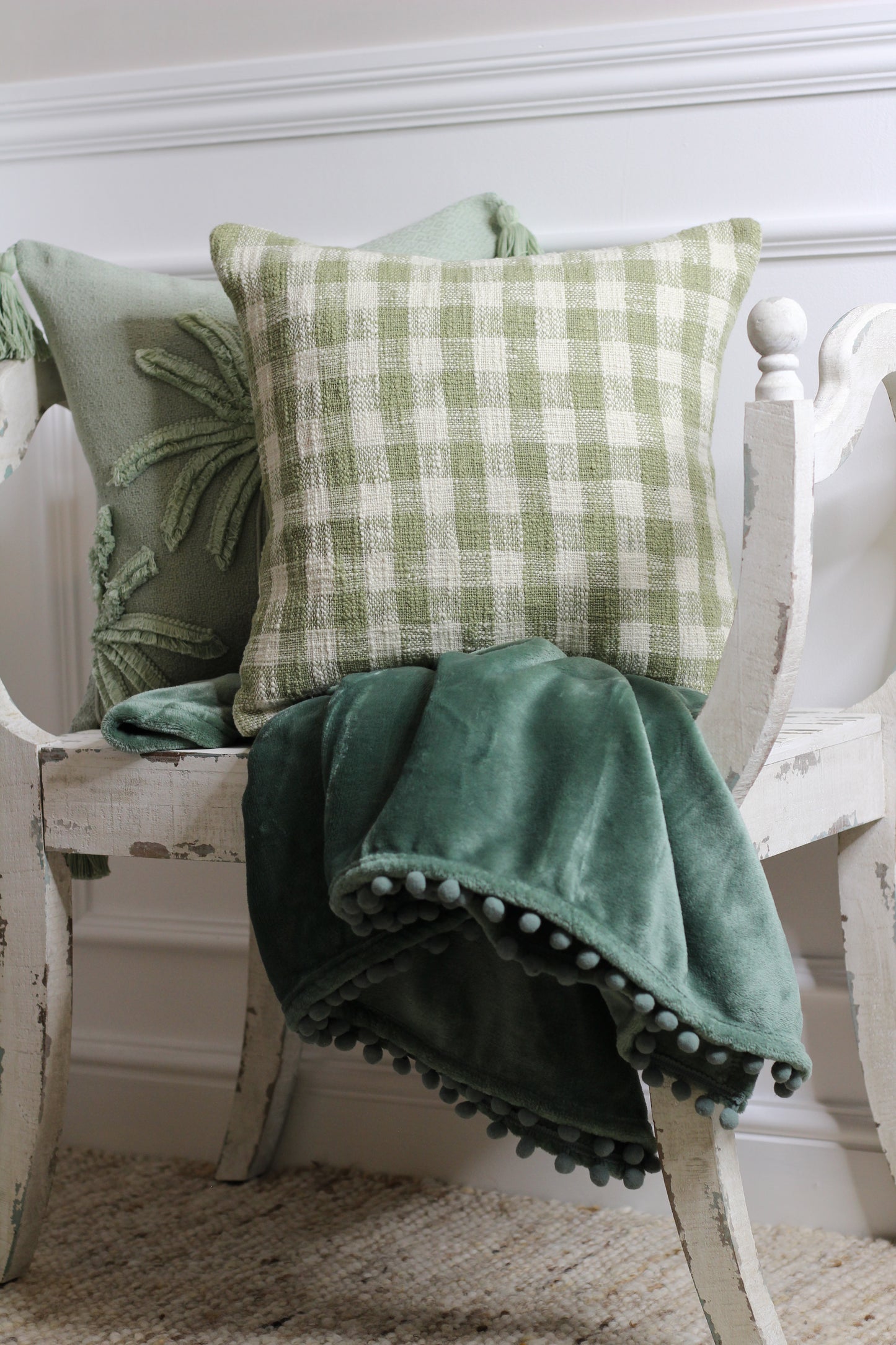 Moss Green Cashmere Touch Throw