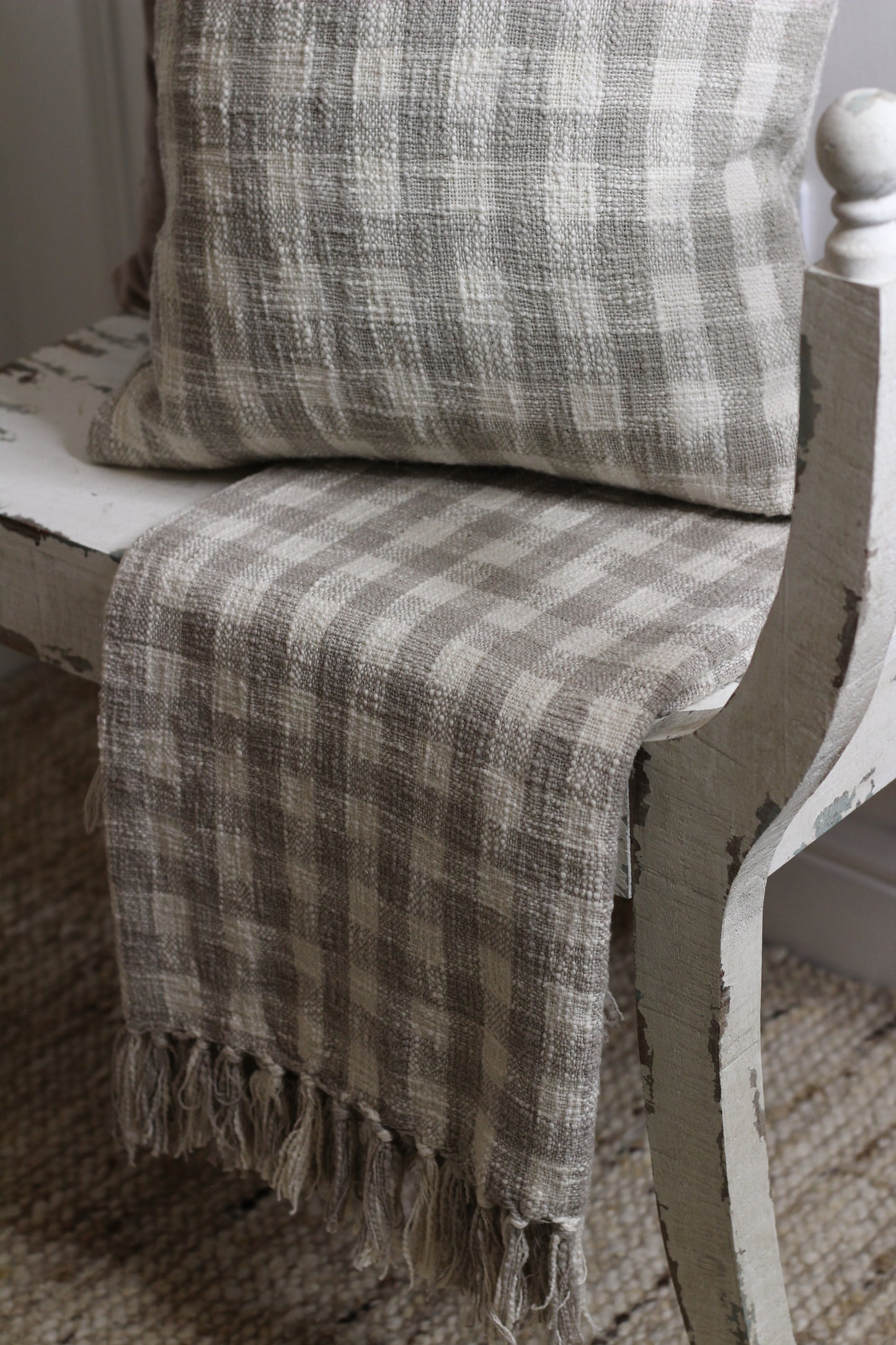 Gingham Throw Natural