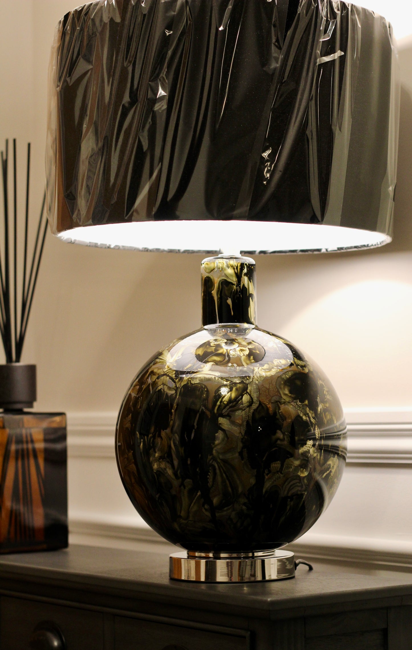 Black & Gold Marble Style Table Lamp