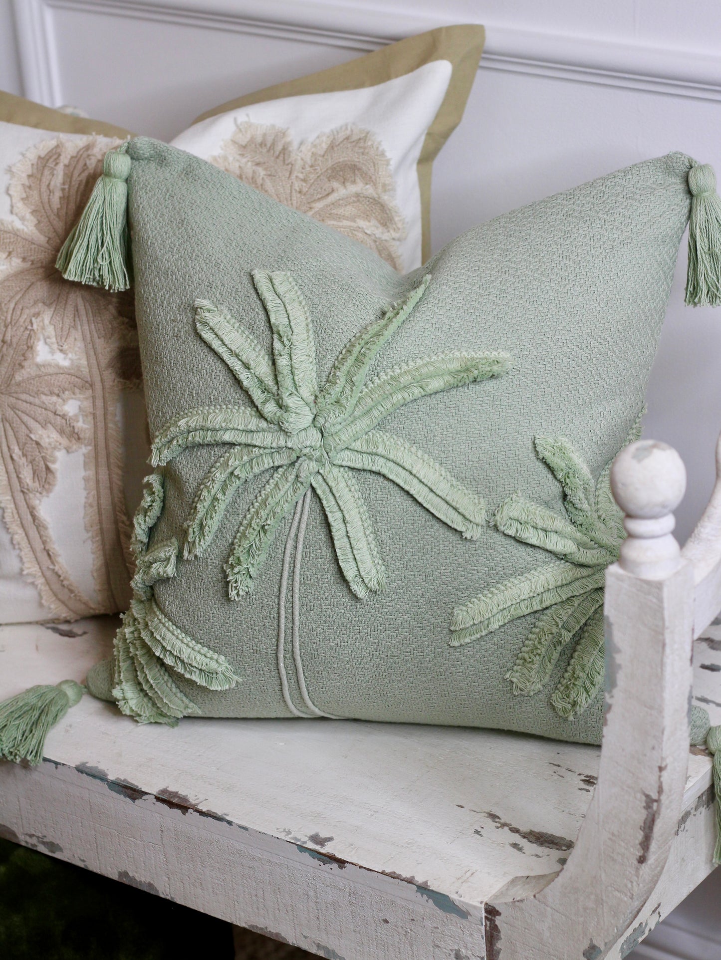 Moss Green Palm Tree Cushion