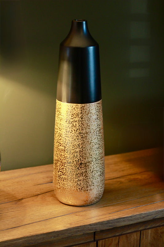 Black & Gold Ceramic Vase – decorative vase at Leya Buster Interiors
