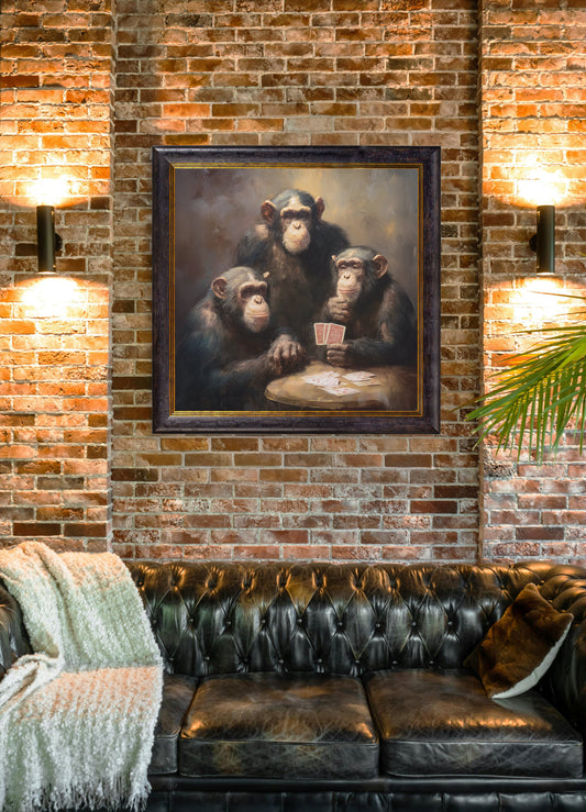 The Card-Playing Chimps - Oxford Square Frame