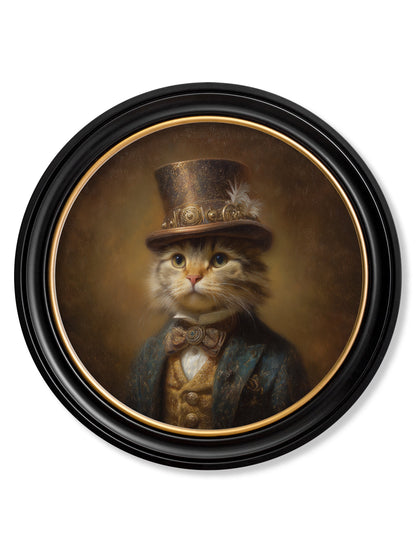 Lord Whiskerby – Gentleman Tabby Cat Oxford Round Frame detail – Leya Buster Interiors