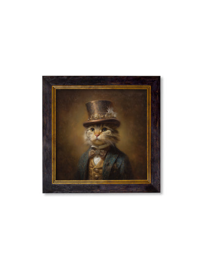 Lord Whiskerby – Gentleman Tabby Cat Oxford Square Frame styled view – Leya Buster Interiors
