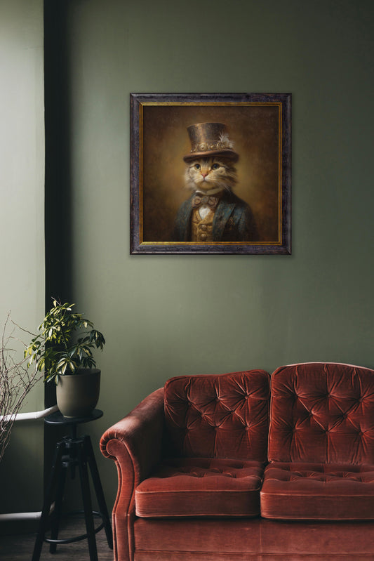 Lord Whiskerby - Gentleman Tabby Cat Oxford Square Frame