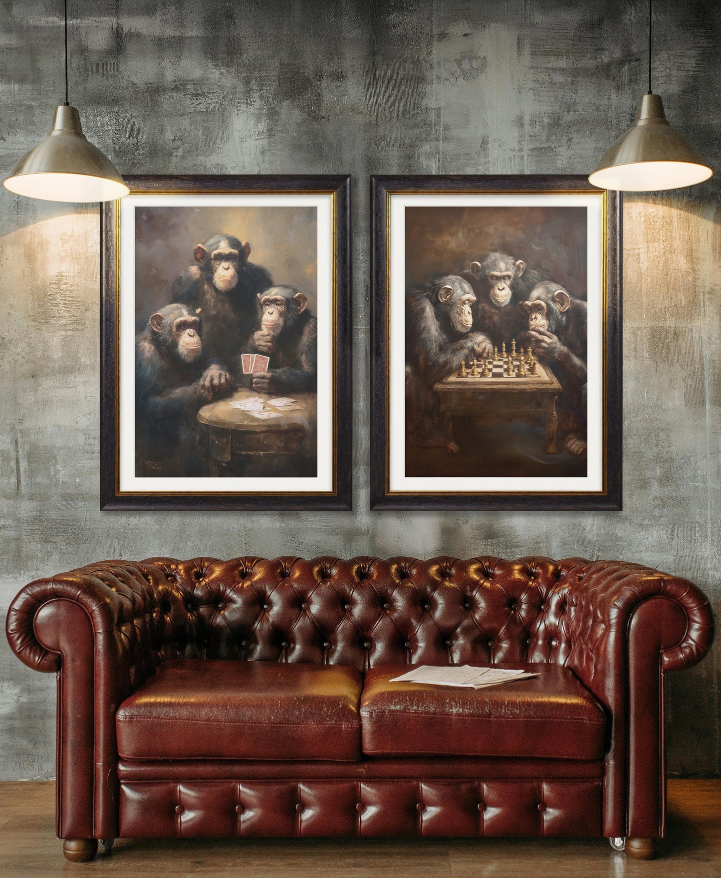 The Chess – Playing Chimps – Oxford Frame styled view – Leya Buster Interiors