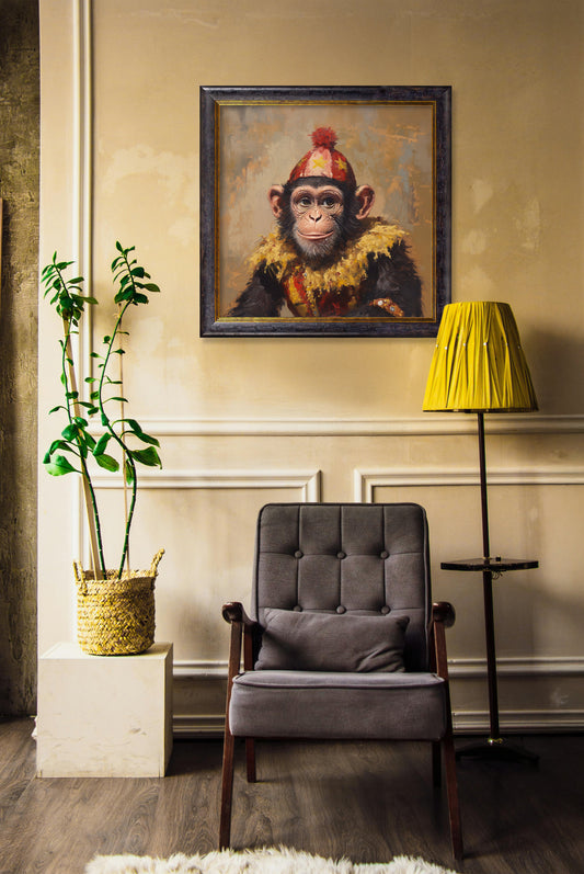 Chimpy the Daring - Circus Chimpanzee Oxford Square Frame
