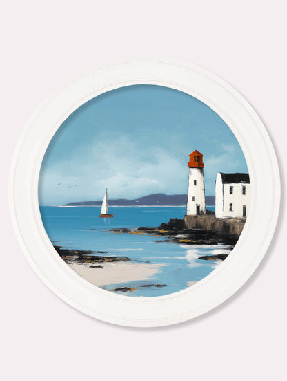 The Coastal Lighthouse – Oxford White Round Frame detail – Leya Buster Interiors