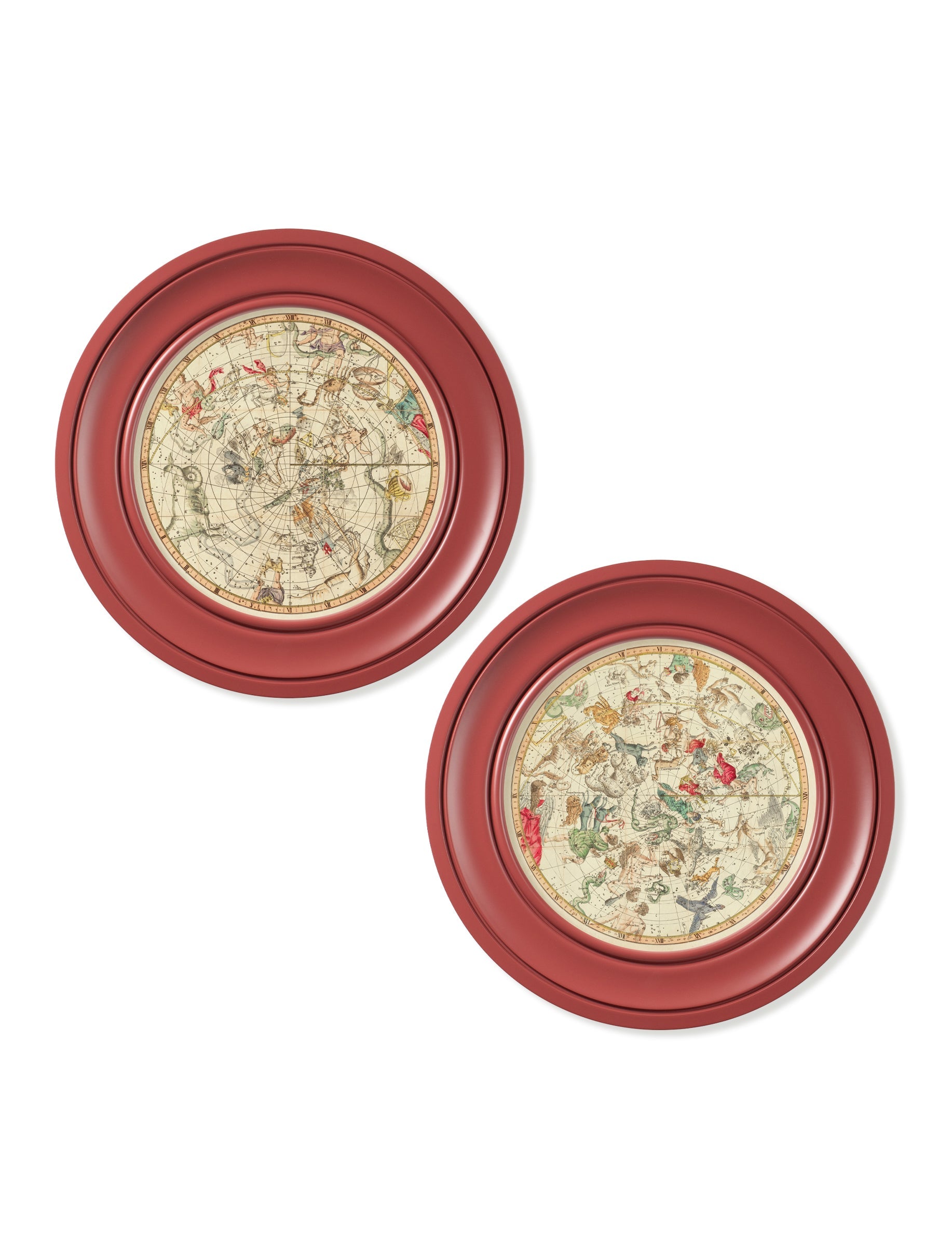 c.1820 Map of Constellations – Round Frame Red – framed wall art at Leya Buster Interiors