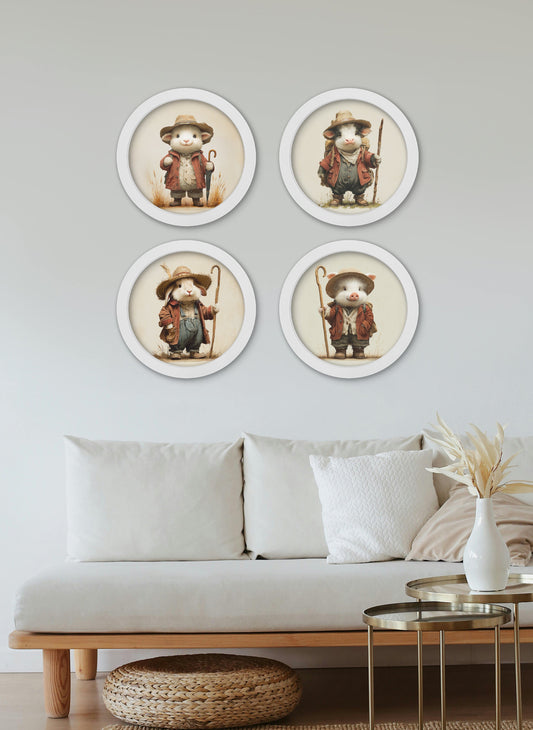 The Little Farmers - 30cm White Round Box Frame