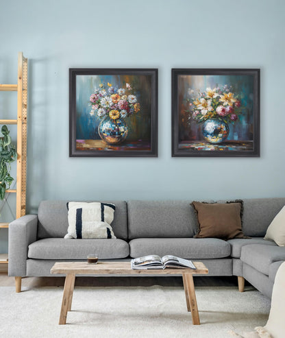 Disco Wildflowers – Black Hurstwood Square Frame styled view – Leya Buster Interiors