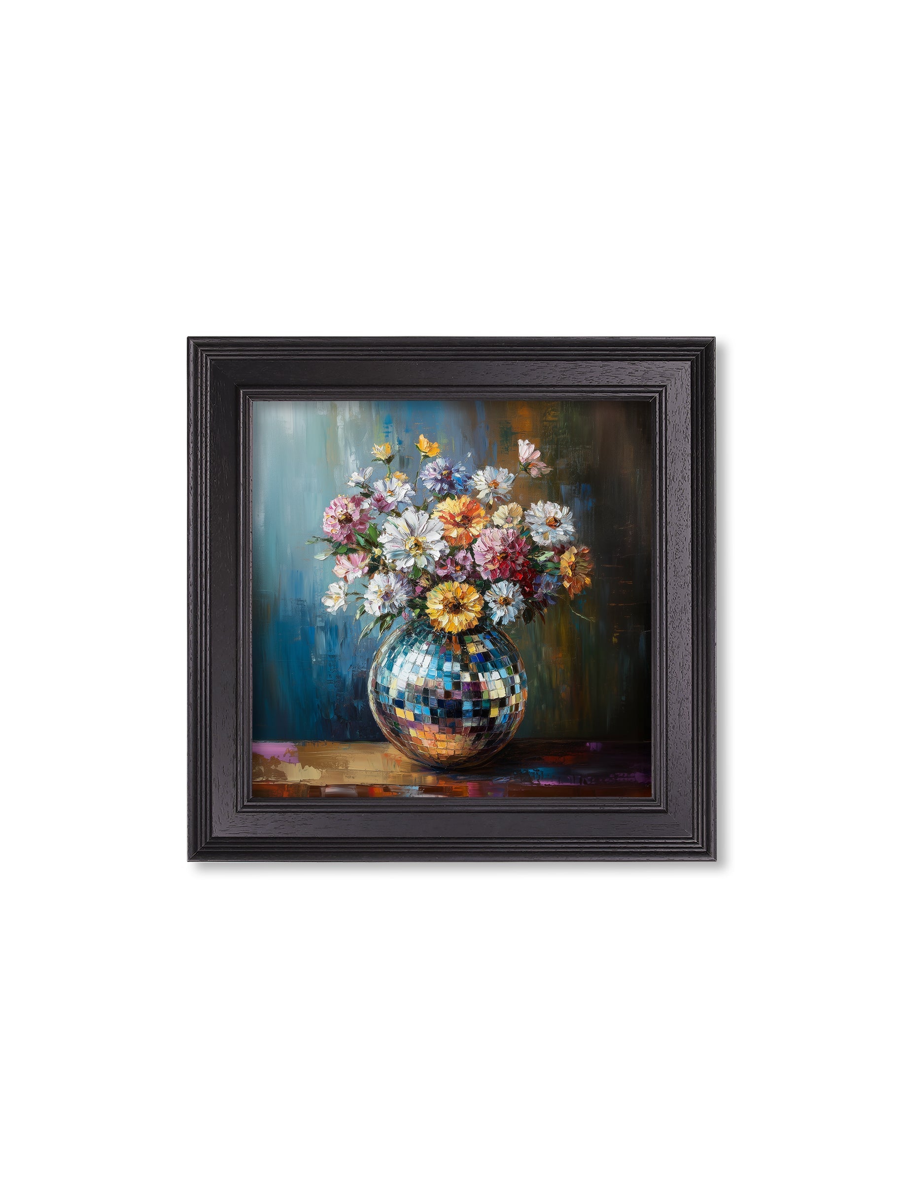 Disco Wildflowers – Black Hurstwood Square Frame styled view – Leya Buster Interiors